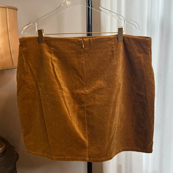 Forever 21 Corduroy Mini Skirt Lace Up Detail Brown Casual Trendy Party - Picture 2 of 8